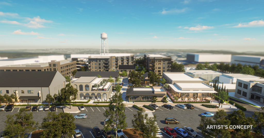 This is an aerial view of the Hill Street Multi-Use Development Concept