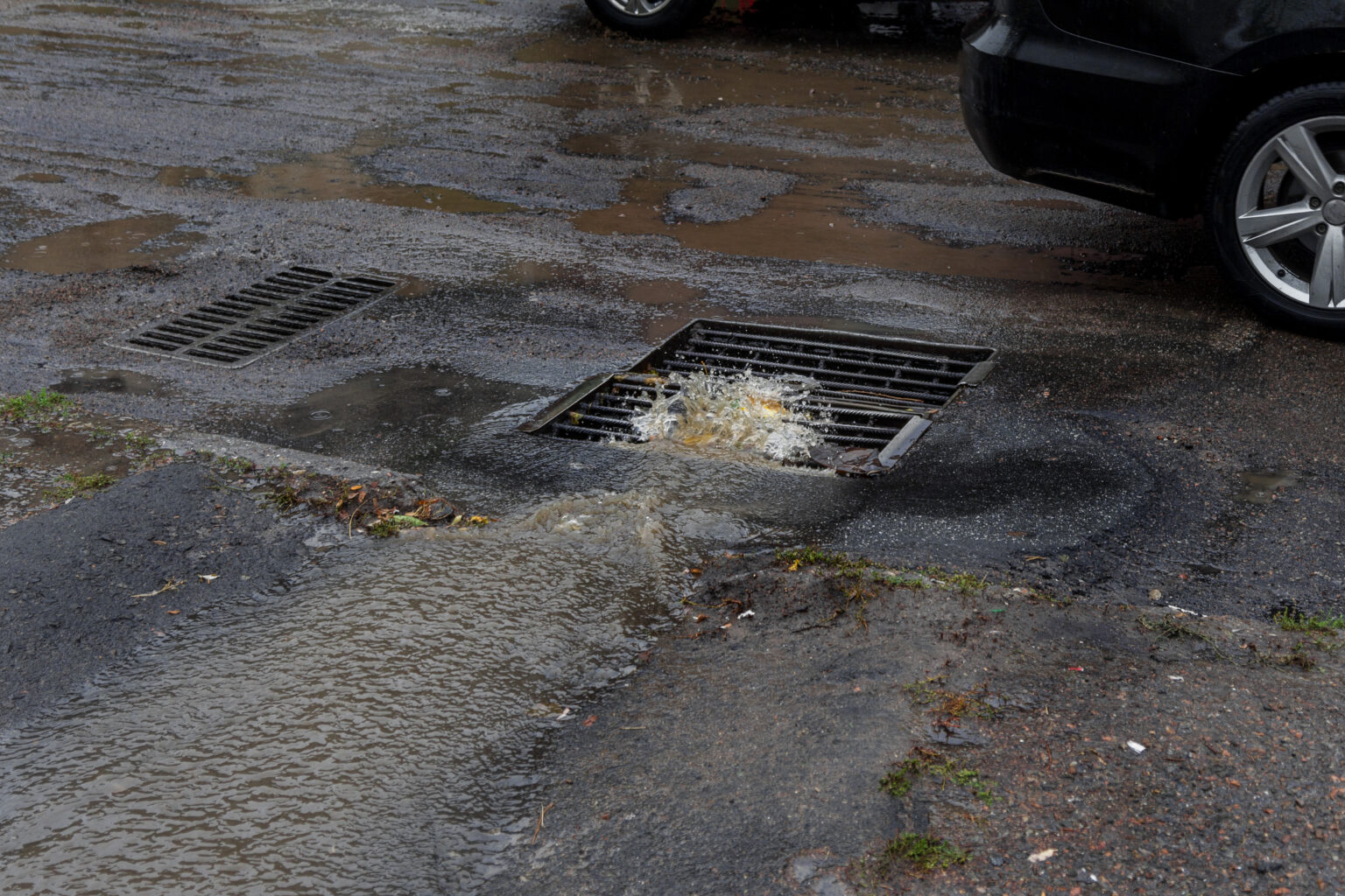 Roswell is Taking Preventative Action Underground with Stormwater Lining Project Flow of water during heavy rain